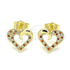 Gold Filled Ring — Stud Earring Heart Design with Garnet and White — alternate product view — SKU 145960 | Oro Laminado anillo — Stud Earring corazón diseño with Garnet and blanco — SKU 145960