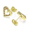 Gold Filled Ring — Stud Earring Heart Design with Garnet and White — alternate product view — SKU 145960 | Oro Laminado anillo — Stud Earring corazón diseño with Garnet and blanco — SKU 145960