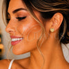 Gold Filled Ring — Stud Earring Heart Design with White Micro Pave — alternate product view — SKU 145966 | Oro Laminado anillo — Stud Earring corazón diseño with blanco Micro Pave — SKU 145966