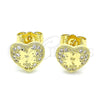 Gold Filled Ring — Stud Earring Heart Design with White Micro Pave — alternate product view — SKU 145966 | Oro Laminado anillo — Stud Earring corazón diseño with blanco Micro Pave — SKU 145966