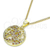Oro Laminado Pendant Necklace, Gold Filled Style Heart Design, with Garnet and White Micro Pave, Polished, Golden Finish, 04.199.0021.1.20 (02 MM Thickness, 20 Inches Length)