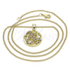 Oro Laminado Pendant Necklace, Gold Filled Style Heart Design, with Garnet and White Micro Pave, Polished, Golden Finish, 04.199.0021.1.20 (02 MM Thickness, 20 Inches Length)