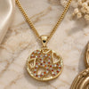 Oro Laminado Pendant Necklace, Gold Filled Style Heart Design, with Garnet and White Micro Pave, Polished, Golden Finish, 04.199.0021.1.20 (02 MM Thickness, 20 Inches Length)