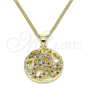 Gold Filled Necklace — Pendant Necklace Heart Design with Garnet and White — main product view — SKU 145970 | Oro Laminado collar — Pendant Necklace corazón diseño with Garnet and blanco — SKU 145970