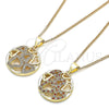 Oro Laminado Pendant Necklace, Gold Filled Style Heart Design, with Garnet and White Micro Pave, Polished, Golden Finish, 04.199.0021.1.20 (02 MM Thickness, 20 Inches Length)