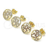 Oro Laminado Stud Earring, Gold Filled Style Heart Design, with Garnet and White Micro Pave, Polished, Golden Finish, 02.199.0035.1