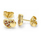 Oro Laminado Stud Earring, Gold Filled Style Heart Design, with Garnet and White Micro Pave, Polished, Golden Finish, 02.199.0036.1