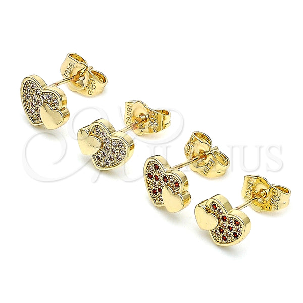 Gold Filled Ring — Stud Earring Heart Design with Garnet and White — alternate product view — SKU 145977 | Oro Laminado anillo — Stud Earring corazón diseño with Garnet and blanco — SKU 145977