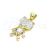 Oro Laminado Fancy Pendant, Gold Filled Style Teddy Bear Design, with White Cubic Zirconia, Polished, Golden Finish, 05.341.0050