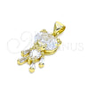 Oro Laminado Fancy Pendant, Gold Filled Style Teddy Bear Design, with White Cubic Zirconia, Polished, Golden Finish, 05.341.0050