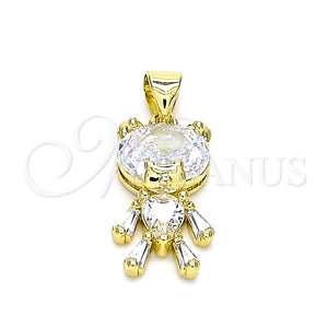 Gold Filled Pendant — Fancy Pendant Teddy Bear Design with White Cubic — main product view — SKU 145985 | Oro Laminado dije — elegante Pendant Teddy Bear diseño with blanco Cubic — SKU 145985
