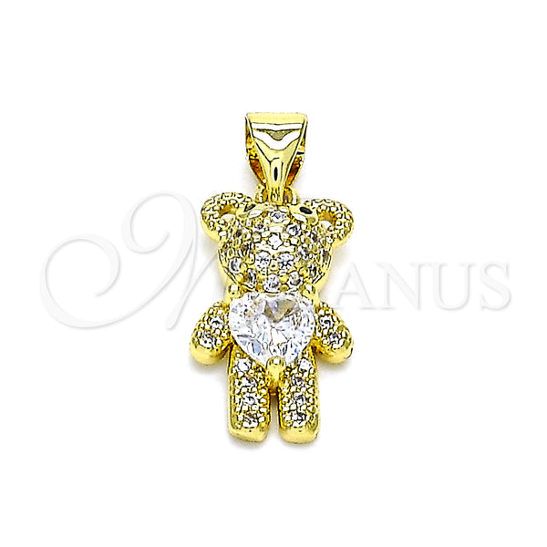 Gold Filled Pendant — Fancy Pendant Teddy Bear Design with White Cubic — main product view — SKU 145986 | Oro Laminado dije — elegante Pendant Teddy Bear diseño with blanco Cubic — SKU 145986