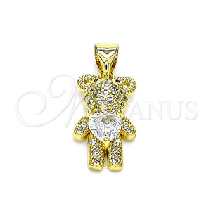 Gold Filled Pendant — Fancy Pendant Teddy Bear Design with White Cubic — main product view — SKU 145986 | Oro Laminado dije — elegante Pendant Teddy Bear diseño with blanco Cubic — SKU 145986