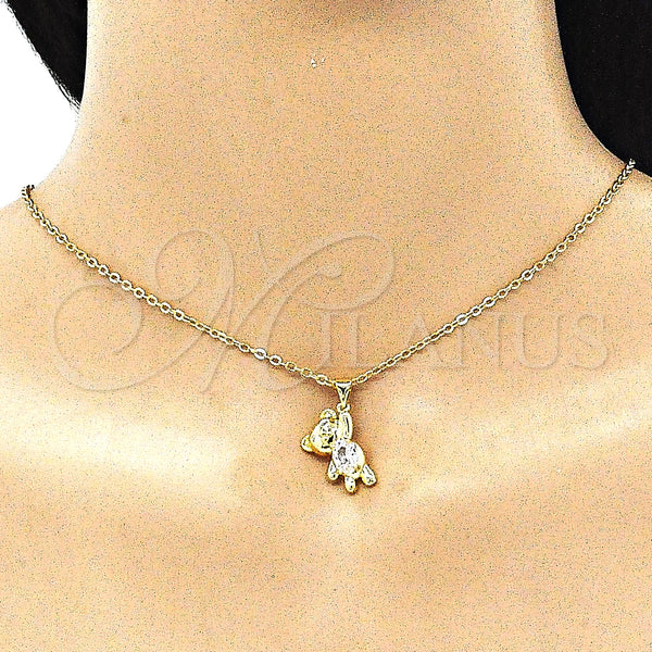 Gold Filled Pendant — Fancy Pendant Teddy Bear Design with White Cubic — alternate product view — SKU 145987 | Oro Laminado dije — elegante Pendant Teddy Bear diseño with blanco Cubic — SKU 145987