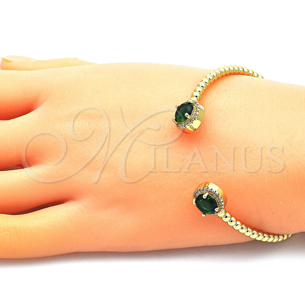 Gold Filled Jewelry — Individual Bangle with Green Cubic Zirconia and White — alternate product view — SKU 145994 | Oro Laminado joyería — Individual Bangle with Green Cubic Zirconia and blanco — SKU 145994