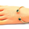 Oro Laminado Individual Bangle, Gold Filled Style with Green Cubic Zirconia and White Micro Pave, Polished, Golden Finish, 07.341.0019 (04 MM Thickness, One size fits all)