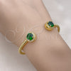 Oro Laminado Individual Bangle, Gold Filled Style with Green Cubic Zirconia and White Micro Pave, Polished, Golden Finish, 07.341.0019 (04 MM Thickness, One size fits all)