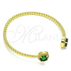 Oro Laminado Individual Bangle, Gold Filled Style with Green Cubic Zirconia and White Micro Pave, Polished, Golden Finish, 07.341.0019 (04 MM Thickness, One size fits all)