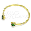 Oro Laminado Individual Bangle, Gold Filled Style with Green Cubic Zirconia and White Micro Pave, Polished, Golden Finish, 07.341.0019 (04 MM Thickness, One size fits all)