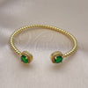 Oro Laminado Individual Bangle, Gold Filled Style with Green Cubic Zirconia and White Micro Pave, Polished, Golden Finish, 07.341.0019 (04 MM Thickness, One size fits all)