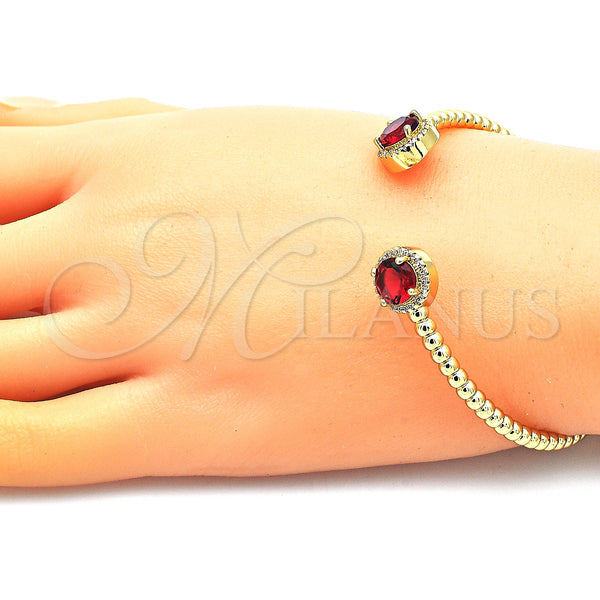 Gold Filled Jewelry — Individual Bangle with Garnet Cubic Zirconia and White — alternate product view — SKU 145996 | Oro Laminado joyería — Individual Bangle with Garnet Cubic Zirconia and blanco — SKU 145996