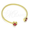 Oro Laminado Individual Bangle, Gold Filled Style with Garnet Cubic Zirconia and White Micro Pave, Polished, Golden Finish, 07.341.0019.2 (04 MM Thickness, One size fits all)
