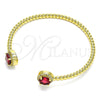Oro Laminado Individual Bangle, Gold Filled Style with Garnet Cubic Zirconia and White Micro Pave, Polished, Golden Finish, 07.341.0019.2 (04 MM Thickness, One size fits all)