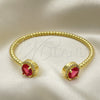 Oro Laminado Individual Bangle, Gold Filled Style with Garnet Cubic Zirconia and White Micro Pave, Polished, Golden Finish, 07.341.0019.2 (04 MM Thickness, One size fits all)