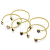 Oro Laminado Individual Bangle, Gold Filled Style with Garnet Cubic Zirconia and White Micro Pave, Polished, Golden Finish, 07.341.0019.2 (04 MM Thickness, One size fits all)
