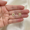 Gold Filled Ring — Stud Earring Heart Design with White Micro Pave — alternate product view — SKU 146004 | Oro Laminado anillo — Stud Earring corazón diseño with blanco Micro Pave — SKU 146004