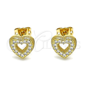Gold Filled Ring — Stud Earring Heart Design with White Micro Pave — main product view — SKU 146004 | Oro Laminado anillo — Stud Earring corazón diseño with blanco Micro Pave — SKU 146004
