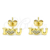 Gold Filled Ring — Stud Earring Heart Design with White Micro Pave — alternate product view — SKU 146006 | Oro Laminado anillo — Stud Earring corazón diseño with blanco Micro Pave — SKU 146006