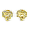Gold Filled Ring — Stud Earring Mom and Heart Design with White — alternate product view — SKU 146007 | Oro Laminado anillo — Stud Earring Mom and corazón diseño with blanco — SKU 146007