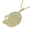 Oro Laminado Fancy Pendant, Gold Filled Style Eagle Design, with White Crystal, Polished, Golden Finish, 05.213.0123