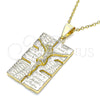 Oro Laminado Fancy Pendant, Gold Filled Style Jesus Design, Polished, Golden Finish, 05.213.0128