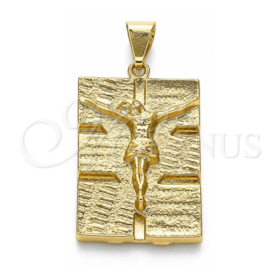 Oro Laminado Fancy Pendant, Gold Filled Style Jesus Design, Polished, Golden Finish, 05.213.0128