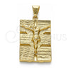 Oro Laminado Fancy Pendant, Gold Filled Style Jesus Design, Polished, Golden Finish, 05.213.0128