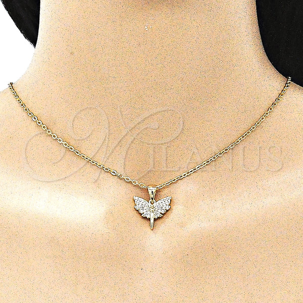 Gold Filled Pendant — Religious Pendant Angel Design with White Micro Pave — alternate product view — SKU 146031 | Oro Laminado dije — Religious Pendant Angel diseño with blanco Micro Pave — SKU 146031