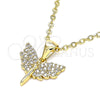 Oro Laminado Religious Pendant, Gold Filled Style Angel Design, with White Micro Pave, Polished, Golden Finish, 05.342.0025