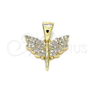Gold Filled Pendant — Religious Pendant Angel Design with White Micro Pave — main product view — SKU 146031 | Oro Laminado dije — Religious Pendant Angel diseño with blanco Micro Pave — SKU 146031