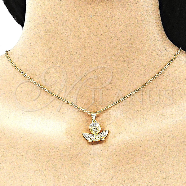 Gold Filled Pendant — Religious Pendant Angel Design with White Micro Pave — alternate product view — SKU 146035 | Oro Laminado dije — Religious Pendant Angel diseño with blanco Micro Pave — SKU 146035