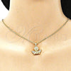 Oro Laminado Religious Pendant, Gold Filled Style Angel Design, with White Micro Pave, Polished, Golden Finish, 05.342.0029
