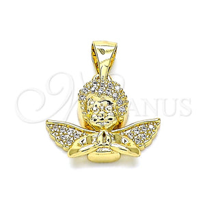 Gold Filled Pendant — Religious Pendant Angel Design with White Micro Pave — main product view — SKU 146035 | Oro Laminado dije — Religious Pendant Angel diseño with blanco Micro Pave — SKU 146035