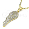 Oro Laminado Fancy Pendant, Gold Filled Style Wings Design, with White Micro Pave, Polished, Golden Finish, 05.342.0031