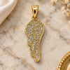 Oro Laminado Fancy Pendant, Gold Filled Style Wings Design, with White Micro Pave, Polished, Golden Finish, 05.342.0031