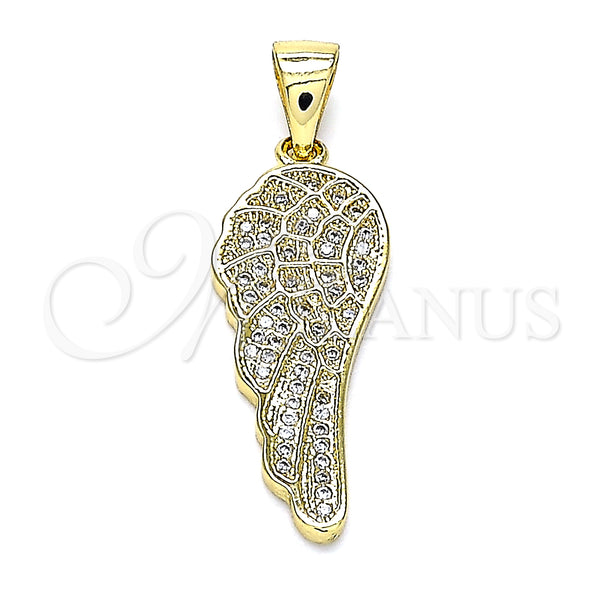 Gold Filled Pendant — Fancy Pendant Wings Design with White Micro Pave — main product view — SKU 146037 | Oro Laminado dije — elegante Pendant Wings diseño with blanco Micro Pave — SKU 146037