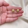 Oro Laminado Stud Earring, Gold Filled Style Love Knot Design, with White Micro Pave, Polished, Golden Finish, 02.342.0138
