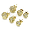 Oro Laminado Stud Earring, Gold Filled Style Love Knot Design, with White Micro Pave, Polished, Golden Finish, 02.342.0138