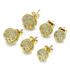 Oro Laminado Stud Earring, Gold Filled Style Love Knot Design, with White Micro Pave, Polished, Golden Finish, 02.342.0138