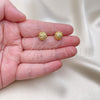 Oro Laminado Stud Earring, Gold Filled Style Love Knot Design, with White Micro Pave, Polished, Golden Finish, 02.342.0139